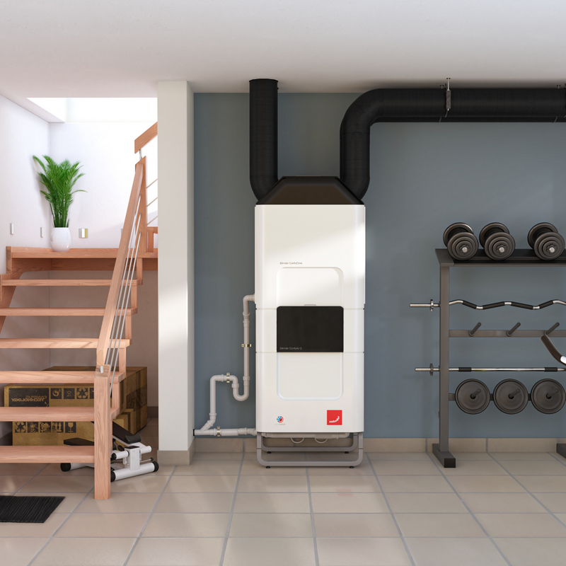 Installed Comfo Clime, combined with Comfo Air Q, with drain and Comfo Pipe plus, basement room, laundry room, utility room, fitness room, training room,CA Q,