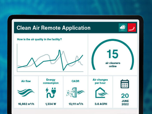 dashboard von der clean air solutions app