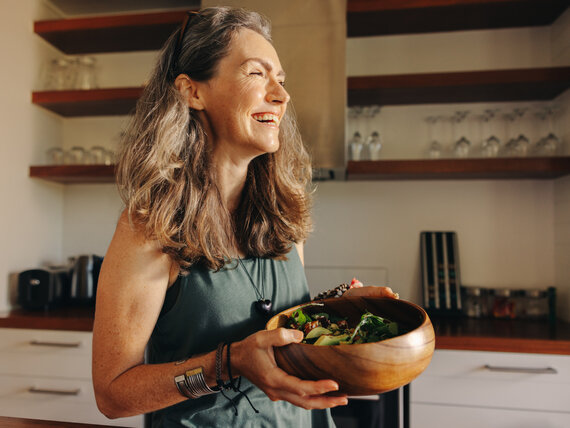 Woman living a healthy lifestyle in a home with clean air