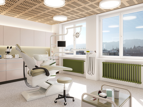 dentist room with a green zehnder charleston design radiator